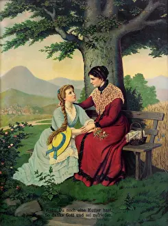 Mutter: mother and daughter sitting under a tree, motto: