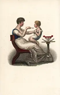 Legrand: Mother feeding her child on her lap