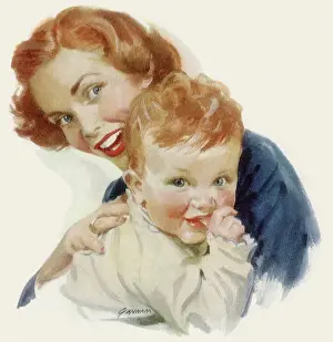 Laughs: Mother Holds Baby