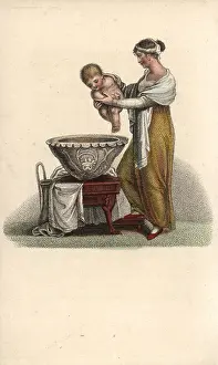 Legrand: Mother putting her baby into a bath
