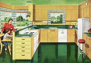 Floors: Mother, Son in Kitchen