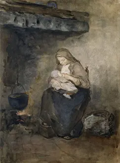 Accent: Mother Suckles her Child by the Fire