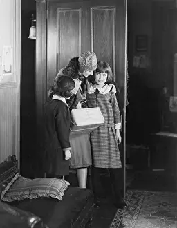 Supportive: Mother talking to two daughters