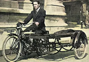 Motobike: Motor cycle with side-car ambulance, WW1