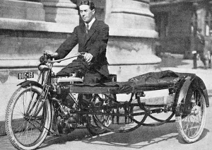 Motobike: Motor cycle with side-car ambulance, WW1