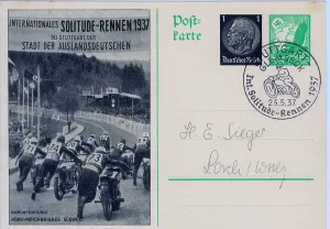 Motorcycling: Motor cyclist competitors making a running start