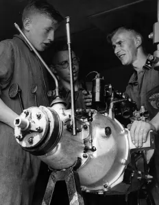 Paramilitary: Motor-HJ members during a training, 1936