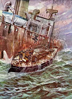 Lifeboat: A Motor Lifeboat in action on the sea