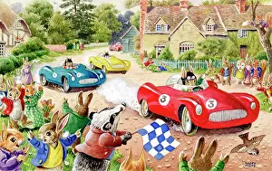 Badgers: The Motor Race with badger, rabbits, squirrels