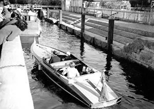 Motorboat: Motorboat at a canal lock in England
