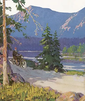 Clipart: Motorcycle and Mountains