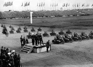 Zuendapp: Motorcycle troops on the Day of the Wehrmacht during the