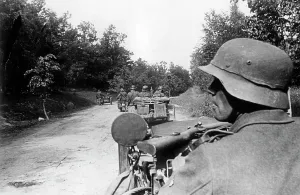 German Soviet: Motorized troops of the Wehrmacht march on the Eastern
