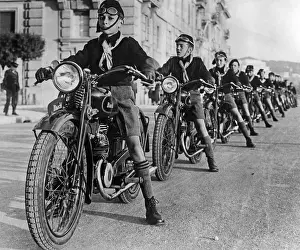 Motorised: Motorized unit of the fascist Balilla in Italy, 1935