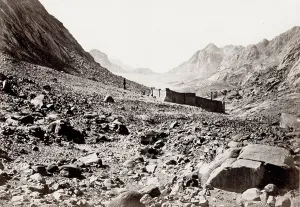 Wider: Mount Serbal from the Wadee Feyran, Holy Land