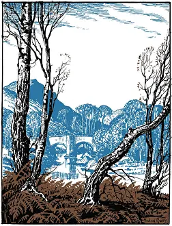Bracken: Mountain and Bridge (three colour design)