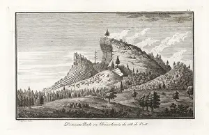 Transylvania: Mountain of hexagonal basalt columns at Detunata
