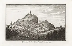 Transylvania: Mountain of hexagonal basalt columns at Detunata
