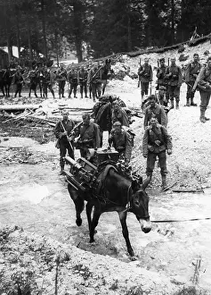 Oberammergau: Mountain infantry pass through a ford, 1935