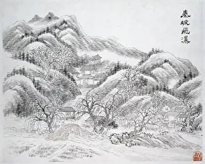 Weng: Mountain landscape with a bridge and buildings