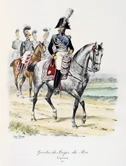 Histoire: Mounted Captain of the King's guard, 1820. From