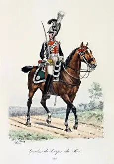 Histoire: Mounted member of the King's guard, 1815. From