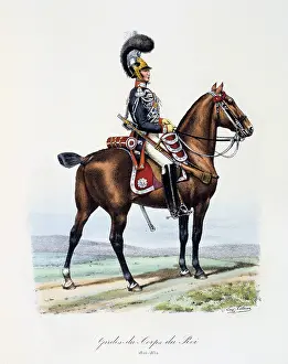 Histoire: Mounted member of the King's guard, 1820-1830