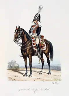 Histoire: Mounted member of the Royal guard, 1814. From