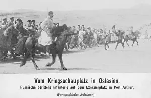 Lushunkou: Mounted russian soldiers at the parade ground