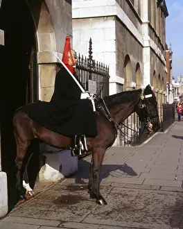 Lifeguards: Mounted trooper of the Household Cavalry, Whitehall, London