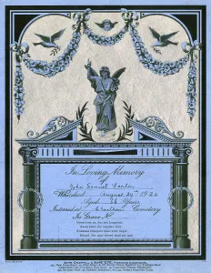 Undertakers: Mourning card, 1924