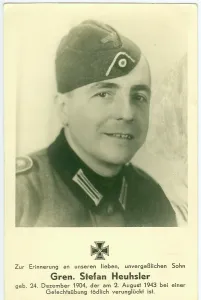 Translates: Mourning card for German Grenadier Heuhsler