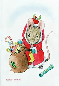 Mouse dressed as Santa