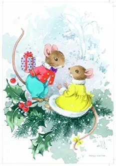 Sprig: Mouse with a present behind back