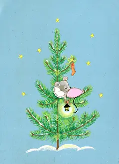 Adair: Mouse sleeping on a tree on Christmas eve