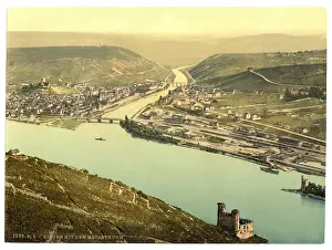 Bingen: Mouse Tower and Rossel, Bingen, the Rhine, Germany