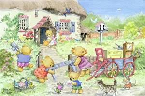 Possessions: Moving In Day ' teddies outside a cottage