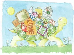 Teacup: Moving House, Tortoise with baggage on back