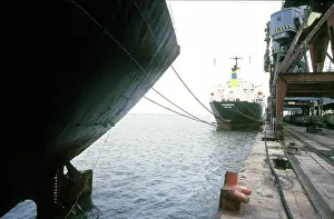 Maputo: Mozambique, 1990s : Maputo Harbour. Shipping, docks