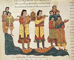Worships: Mozarabic Bible. 10th c. Transporting the Ark
