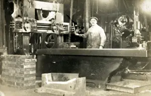 Planing: Mr Barker operating the planing machine