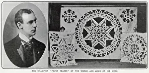 Tearing: Mr C G Barr, champion paper tearer