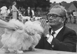 Examines: Mr Curnow judging at the Dog Centre Birthday Show