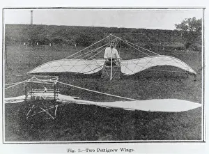 Man Powered: Mr E Wilson with Two Pettigrew Wing Type Ornithopters ?