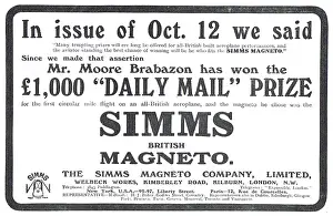 Praises: Mr Moore-Brabazon Praises Simms Aeroplane Magnetos