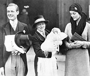 Margarets: Mr & Mrs Bryan Guinness at christening of their son, Jonatha