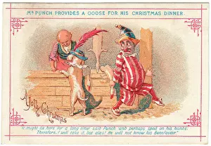 Poulterer: Mr Punch and Toby on a Christmas card