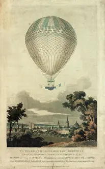 Ascending: Mr Sadler in balloon over Oxford