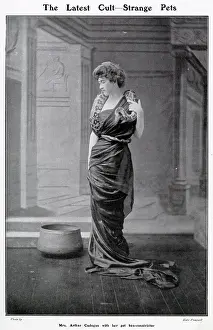 Mrs Arthur Cadogan with her pet boa-constrictor