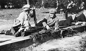 Byfleet: Mrs Baliol Scott teaching men how to shoot, WW1